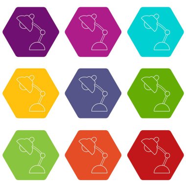 9 vektör masa lambası Icons set