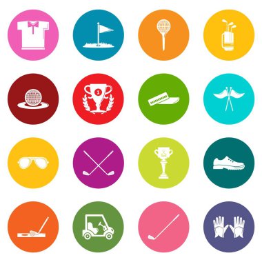 Renkli Daireler vektör Golf Icons set