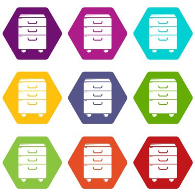 9 vektör ofis dolap Icons set