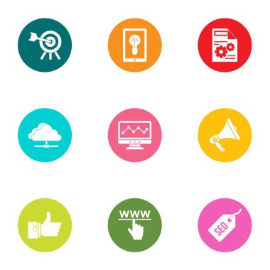 Teknik iş simgeler kümesi, düz stil