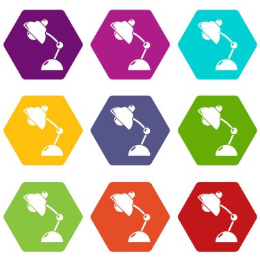 9 vektör masa lambası Icons set