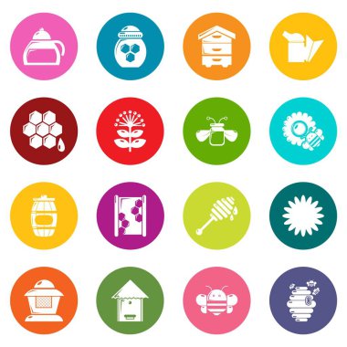 Renkli Daireler vektör arı kovanı bal Icons set