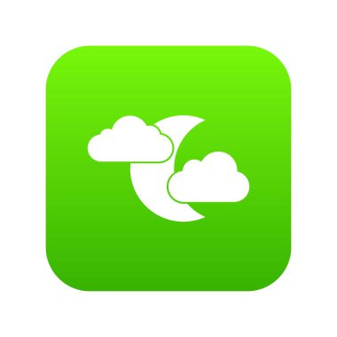 Ay ve bulutlar simgesi dijital yeşil