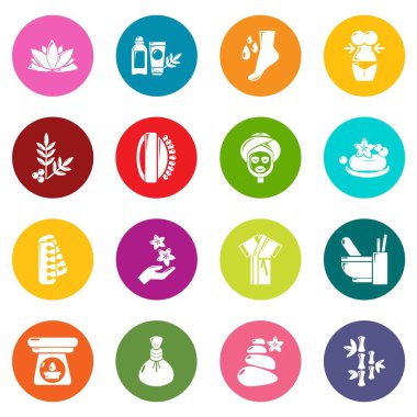 Renkli daireler vektör Spa salonu Icons set
