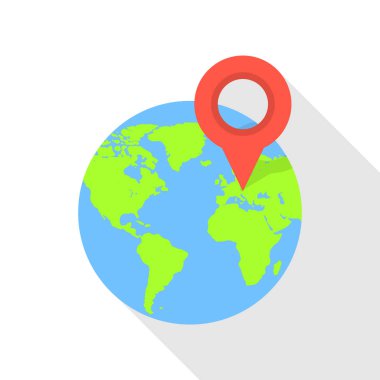 Europe PIN simge, düz stil