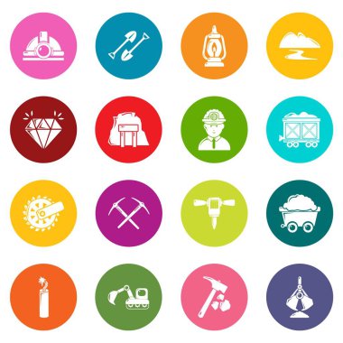 Renkli Daireler vektör set madencilik mineral iş ikonları/simgeleri