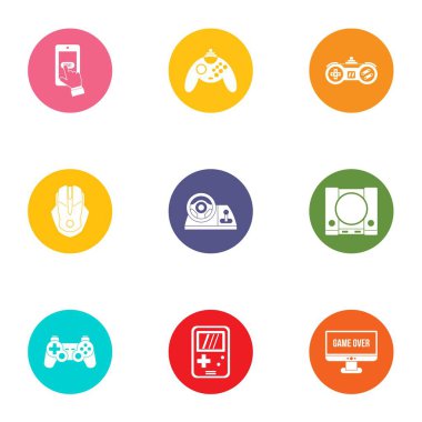 Oyun Icons set, düz stil