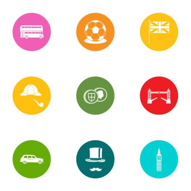 İngilizce şekilde Icons set, düz stil