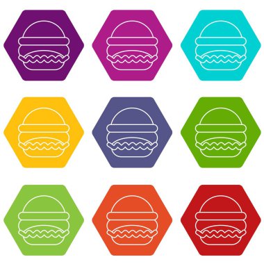 9 vektör Burger Icons set