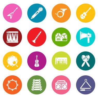 Renkli Daireler vektör müzik aletleri Icons set