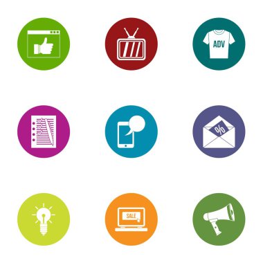 Online Reklam simgeler ayarla, stil düz