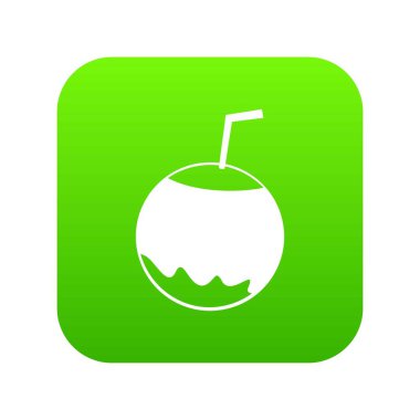 Hindistan cevizi ile saman simgesi dijital yeşil