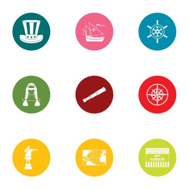 Kızılderili simgeler ayarla, stil düz