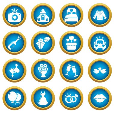 Düğün Icons set, basit tarzı