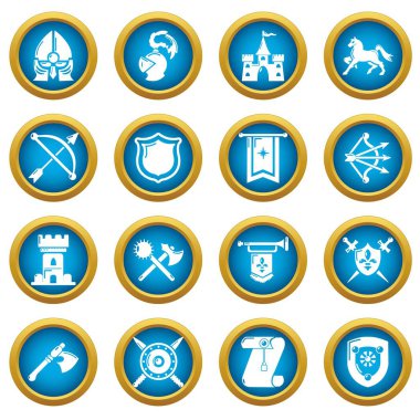 Şövalye Ortaçağ Icons set, basit tarzı