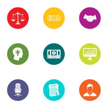 Akıllı iş adamı Icons set, düz stil