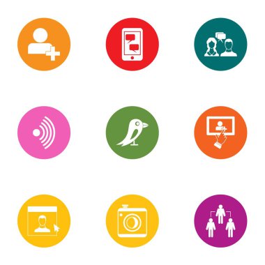 Online arkadaş simgeler kümesi, düz stil