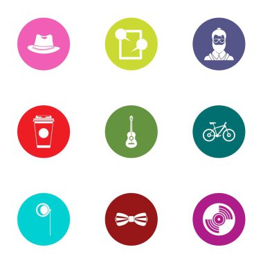 Kişisel konser Icons set, düz stil