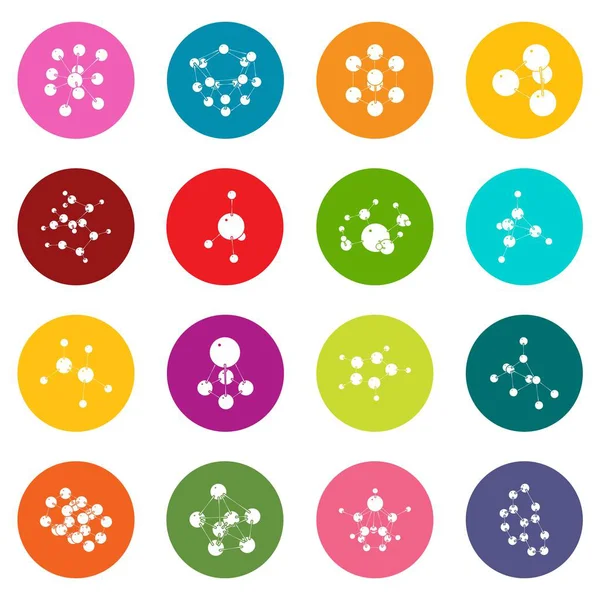 Молекулярные иконки задают цветастые векторы кругов — стоковый вектор