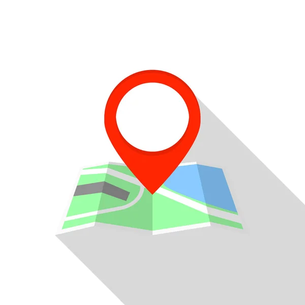Stad kaart pin icoon, vlakke stijl — Stockvector