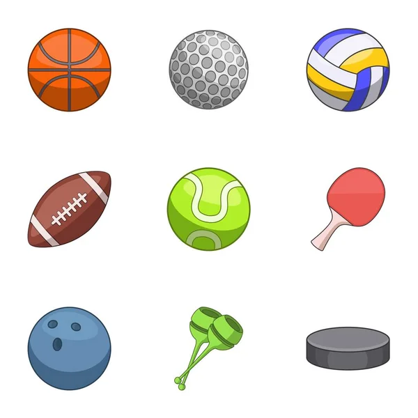 Conjunto de iconos de concha deportiva, estilo de dibujos animados — Vector de stock