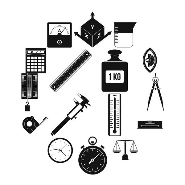 Measure precision icons set, simple style — Stock Vector