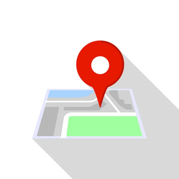 Budova pin ikonu mapy, plochý — Stockový vektor