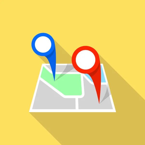 Icono de pin de mapa doble, estilo plano — Vector de stock