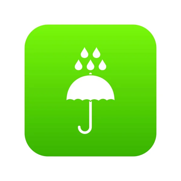 Зонтик и капли дождя иконка цифровой зеленый — стоковый вектор