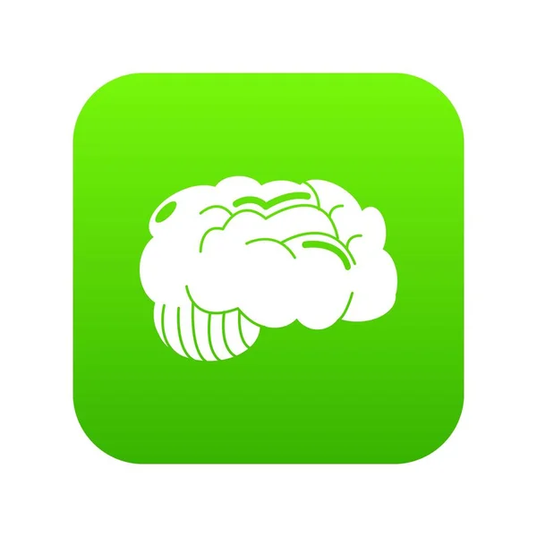 Cerebro icono verde vector — Vector de stock