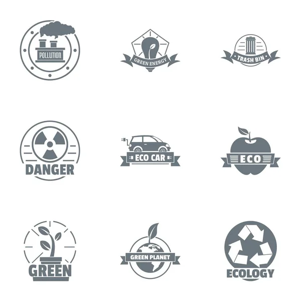 環境危険のロゴを設定、シンプルなスタイル — ストックベクタ