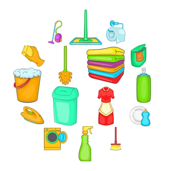 Household elements icons set, cartoon style — Stock Vector