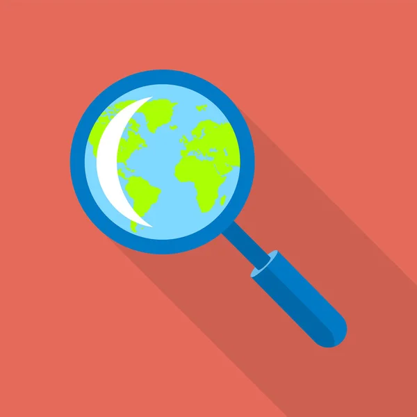 Globe Zvětšená Ikonu Plochý Obrázek Zeměkoule Zvětšená Sklo Vektorové Ikony — Stockový vektor