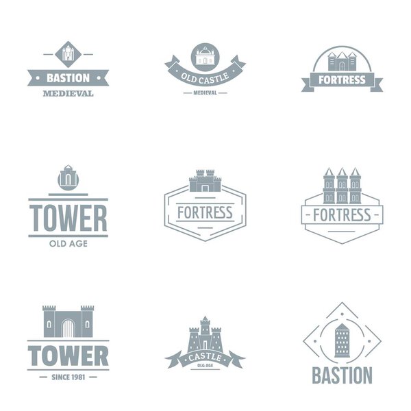 Набор логотипов выпускной башни, простой стиль
