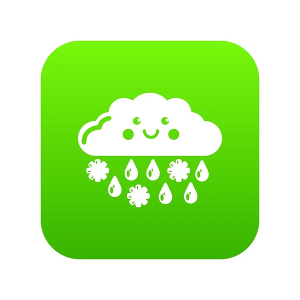 Nieve y lluvia icono verde vector — Vector de stock