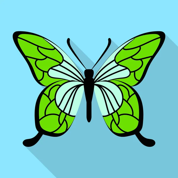 绿色蝴蝶图标，平面样式 — 图库矢量图片