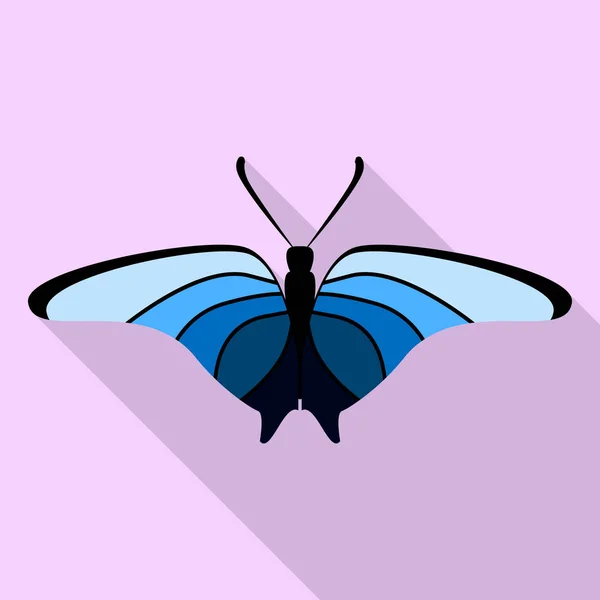 Значок синей бабочки, плоский стиль — стоковый вектор