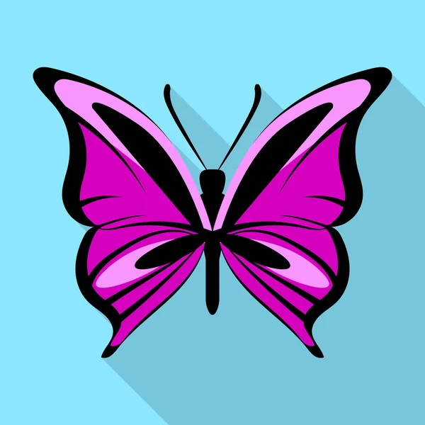 Черный фиолетовый значок бабочки, плоский стиль — стоковый вектор