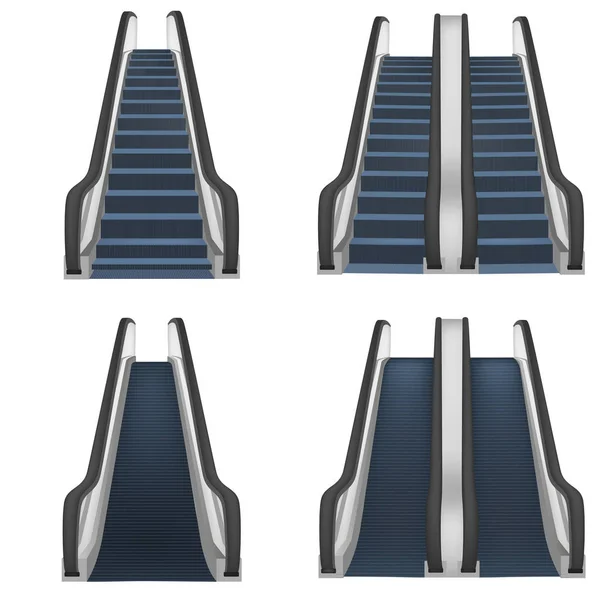 エスカレーター エレベーター モックアップ セット、現実的なスタイル — ストックベクタ