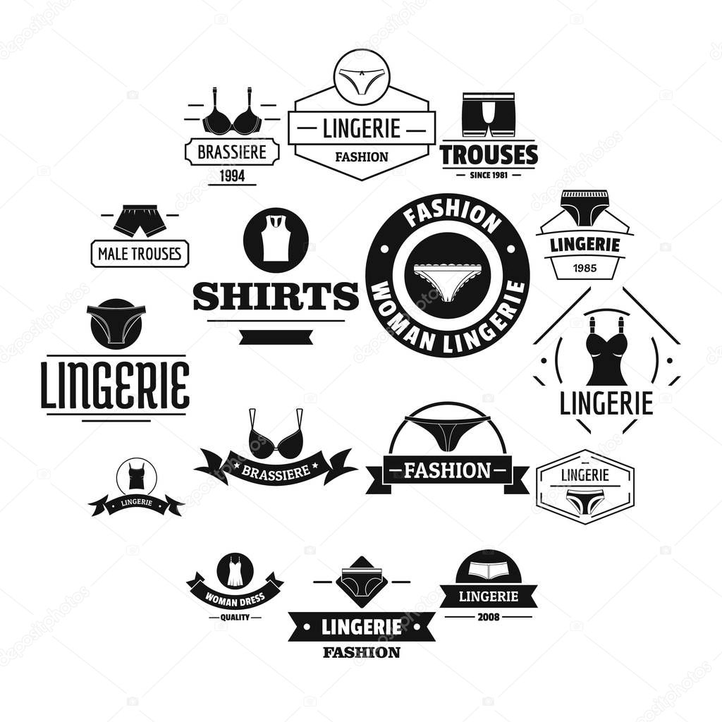 Underwear logo icons set. Simple illustration of 16 underwear logo vector icons for web