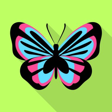 Mavi pembe kelebek kutsal kişilerin resmi, düz stil