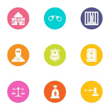 Polis gücü Icons set, düz stil