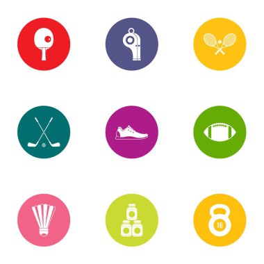 Spor Icons set öğretim, düz stil