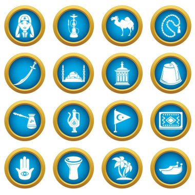 Türkiye'de seyahat Icons set, basit tarzı