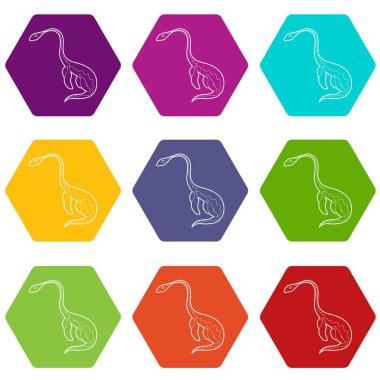 9 vektör su dinozor Icons set