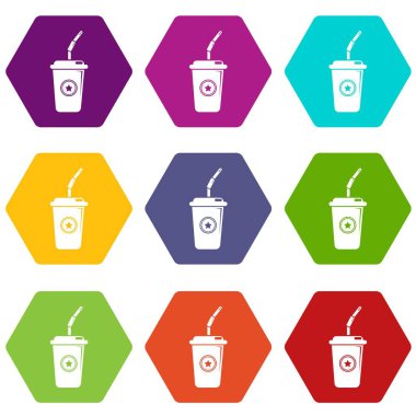 9 vektör plastik cam suyu Icons set