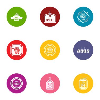 Icons set indirim, stil düz