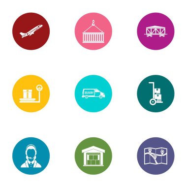 Kurye Servisi Icons set, düz stil