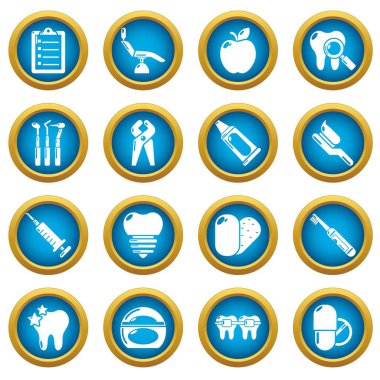 Stomatology diş Icons set, basit tarzı