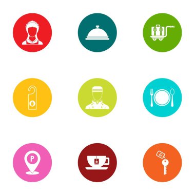 Restoran servis simge seti, düz stil